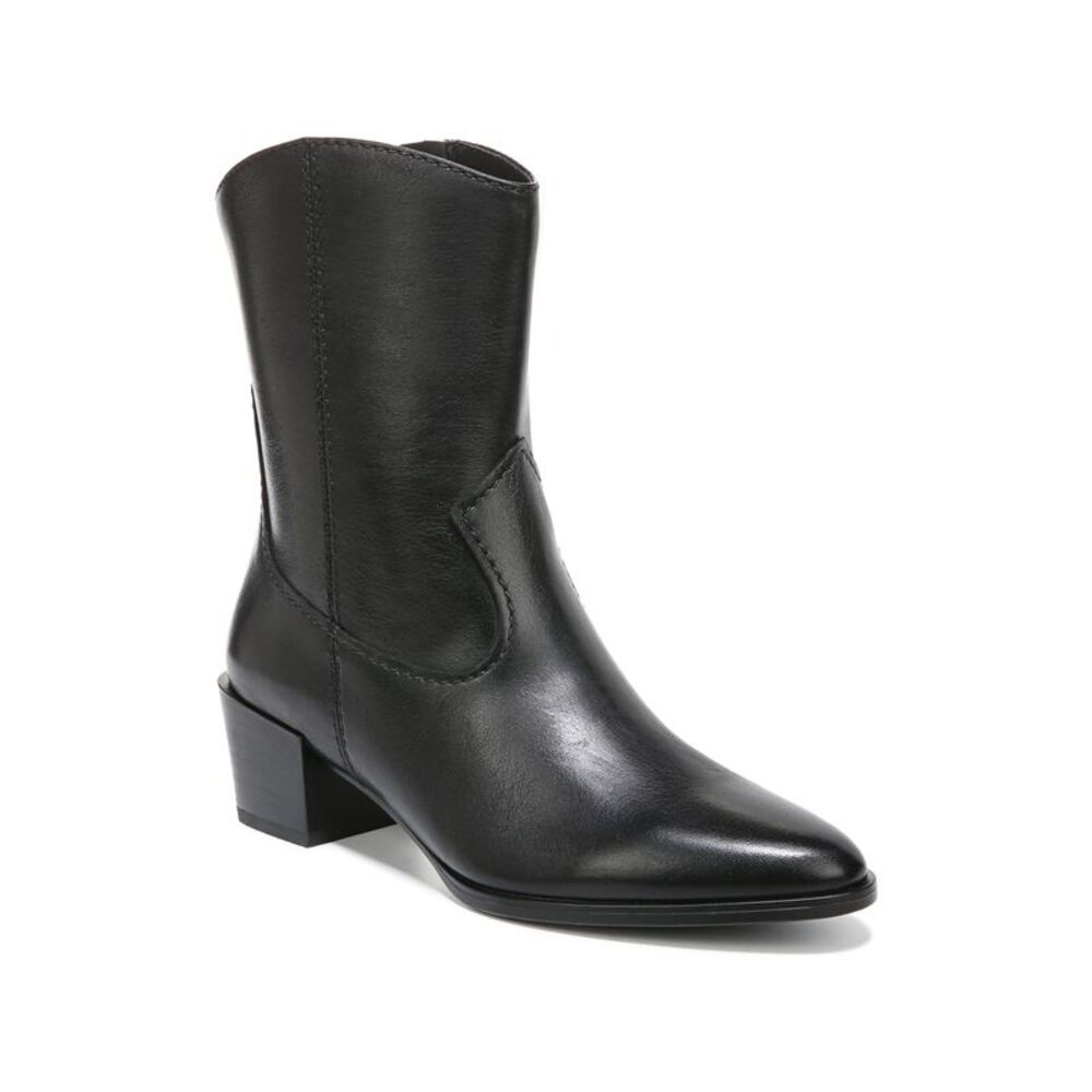 NATURALIZER Womens Black Gaby Almond Toe Block Heel Leather Western Boot 5 M